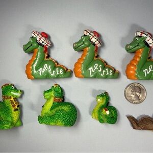 Lot 7 Vintage Nessie Loch Ness Monster Figurines Scottish Souvenirs Tartan Hats
